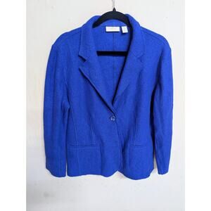 Chico’s Blue Wool Blend Blazer Size 2  Large Women’s Classic Workwear Chic Style